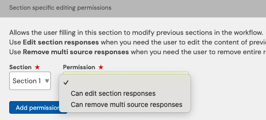 advance section permission