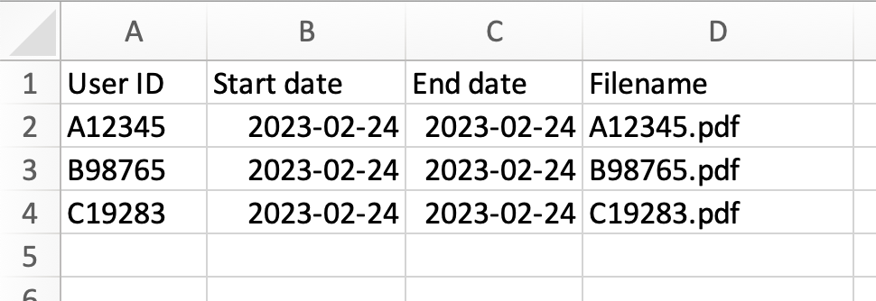 advance import spreadsheet