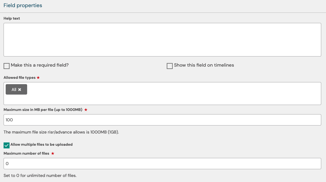 advance file field properties